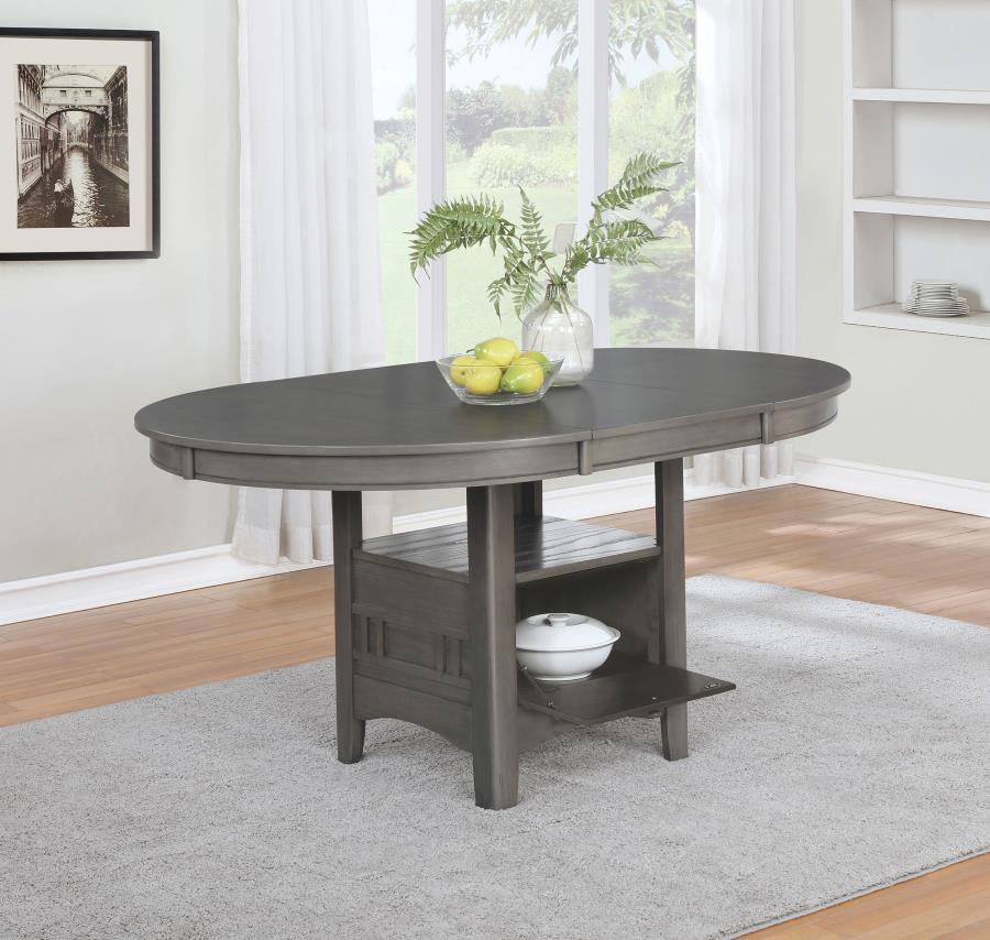 Lavon Oval 60-inch Extension Leaf Dining Table Medium Grey, 108211