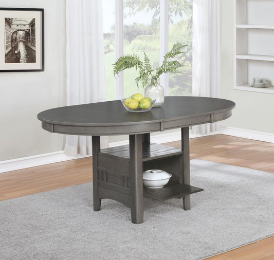 Lavon Oval 60-inch Extension Leaf Dining Table Medium Grey, 108211