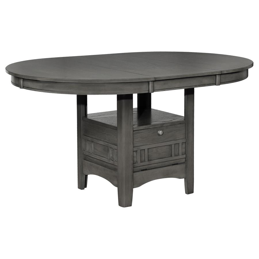 Lavon Oval 60-inch Extension Leaf Dining Table Medium Grey, 108211