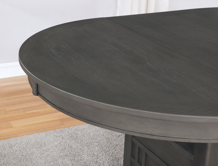 Lavon Oval 60-inch Extension Leaf Dining Table Medium Grey, 108211