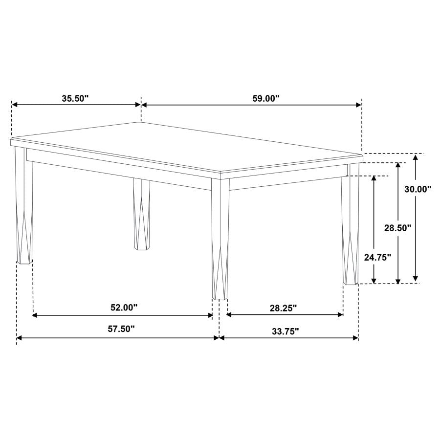 Appleton Rectangular 59-inch Dining Table Washed Black, 110281