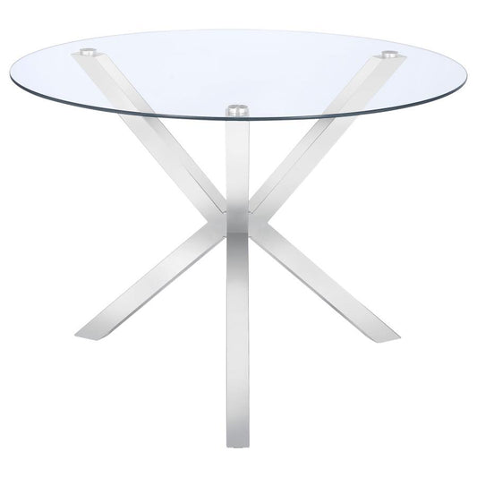 Vance Round 41-inch Glass Top Asterisk Dining Table Chrome, 120760