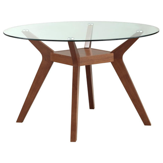 Paxton Round 48-inch Glass Top Wood Dining Table Nutmeg, 122180BG
