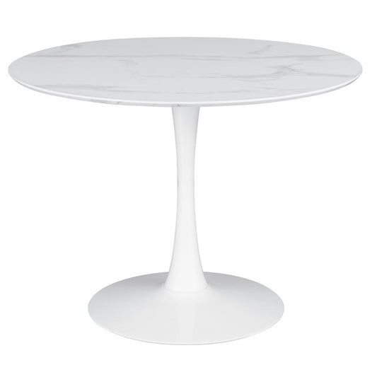 Arkell Round 40-inch Faux Marble Top Dining Table White, 193051