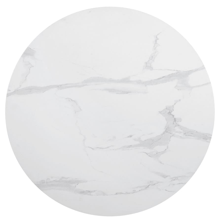 Arkell Round 40-inch Faux Marble Top Dining Table White, 193051