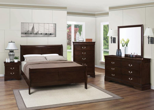 Queen bed frame, dresser, mirror and 1 night stand, 202411Q-S4
