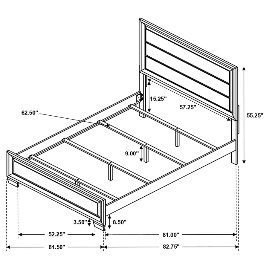 QUEEN BED FRAME, DRESSER, MIRROR AND I NIGHT STAND, 205321Q-S4