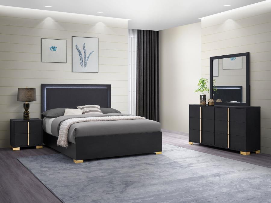 Queen bed frame, dresser, mirror and 1 night stand, 222831Q-S4