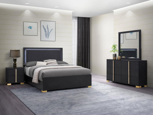 Queen bed frame, dresser, mirror and 1 night stand, 222831Q-S4