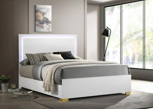 COASTER QUEEN BED FRAME WHITE WITH LED LIGHT 222931Q