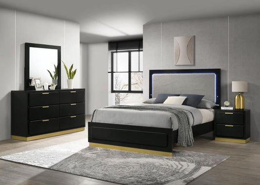 Queen bed frame, dresser, mirror and 1 night stand, 224781Q-S4