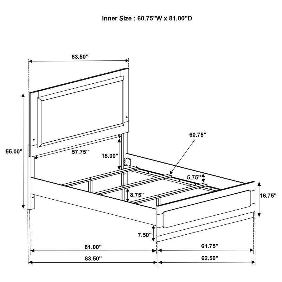 Queen bed frame, dresser, mirror and 1 night stand, 224781Q-S4