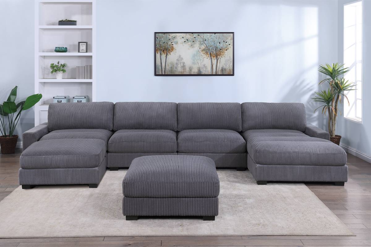 6-Pcs Modular Set gray corduroy, 165