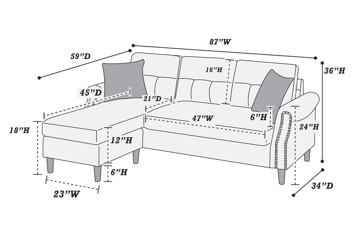 REVERSIBLE SECTIONAL TAN VELVET, F6448