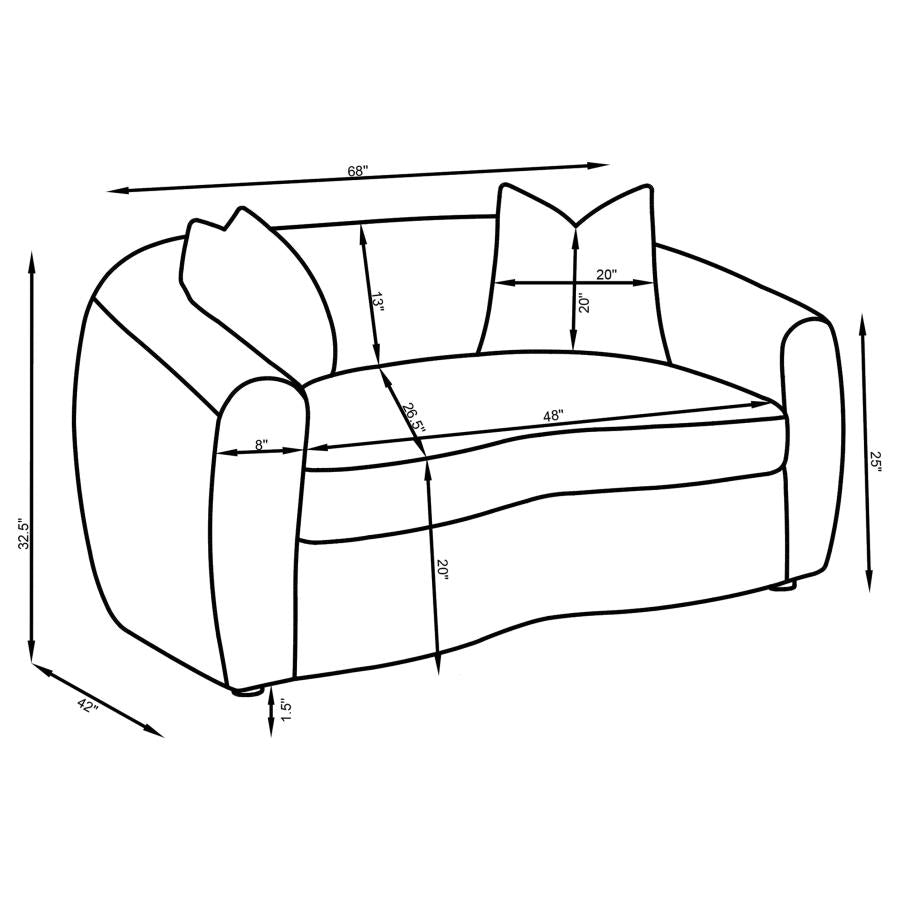 COASTER, ISABELLA 2 PIECES FAUX SHEEPSKIN UPHOLSTERED SOFA SET, 509871-S2