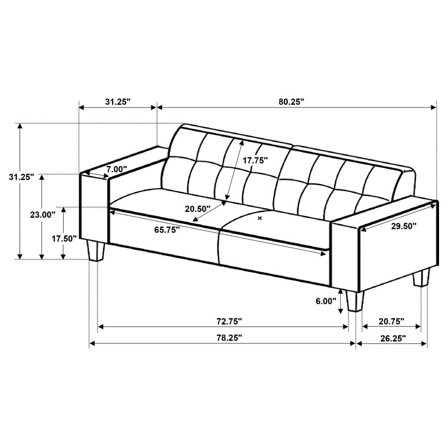 Deerhurst Upholstered Track Arm Tufted Sofa Greige, 509647