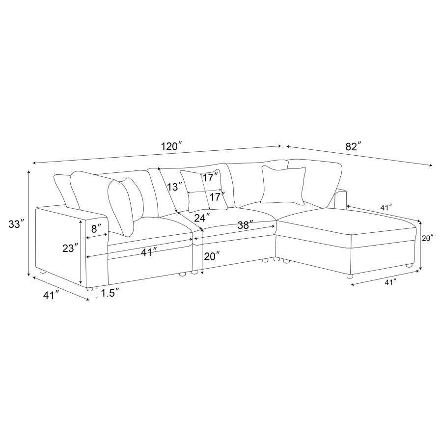 COASTER, SERENE REVERISBLE MODULAR 4 PIECES SECTIONAL (2 COLORS), 551321