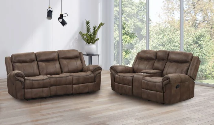 AGATA, MANUAL MOTION 2 PIECES SOFA SET BROWN, NX6001BR-S-L