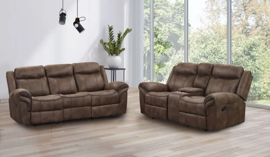 AGATA, MANUAL MOTION 2 PIECES SOFA SET BROWN,  NX6001BR-S-L