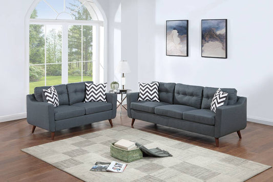 2 Pieces sofa set blue gray linen, F8444