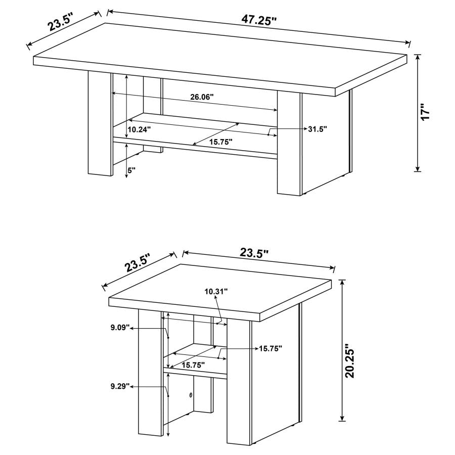 COASTER, 3 PIECES BLACK TABLE SET, 700345