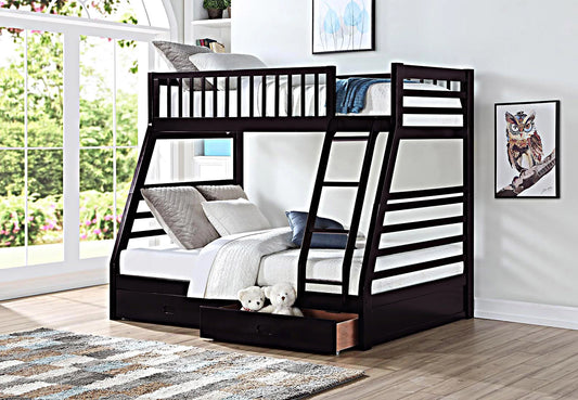 ASIA DIRECT TWIN/FULL BUNK BED ESPRESSO WITH DRAWERS (Mattress is not included) 840-ESP