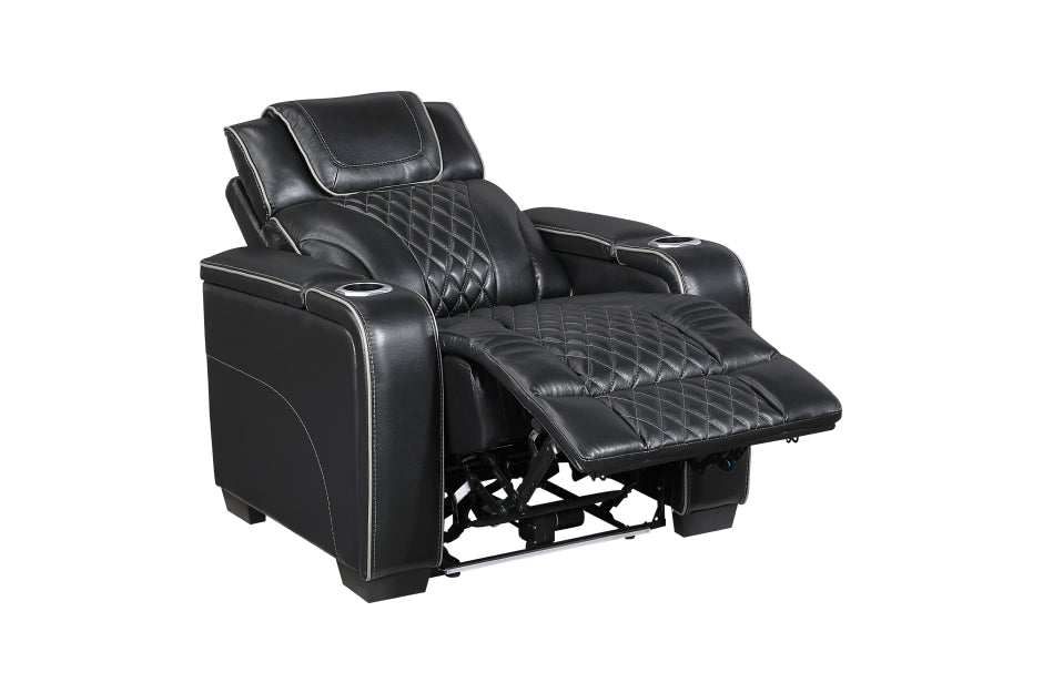 HOMELEGANCE, APEX POWER RECLINER GRAY TOP GRAIN LEATHER SOFA, 8449GY