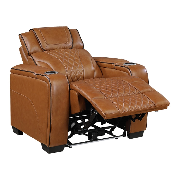 HOMELEGANCE, APEX POWER RECLINER TOP GRAIN LEATHER SOFA, 8449BR