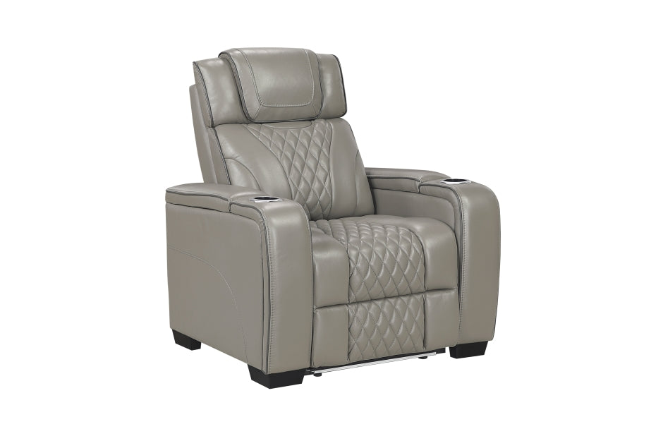 HOMELEGANCE, APEX POWER RECLINER GRAY TOP GRAIN LEATHER SOFA, 8449GY