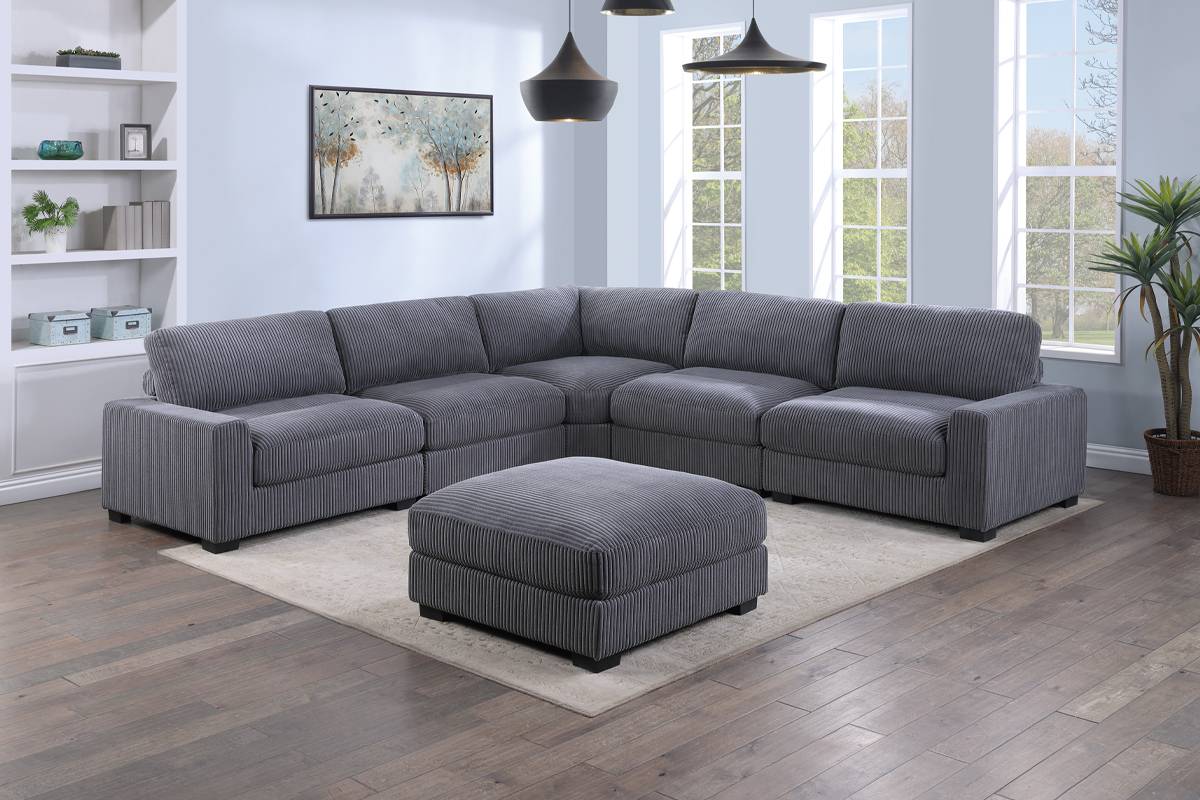 6-Pcs Modular Set gray corduroy, 164