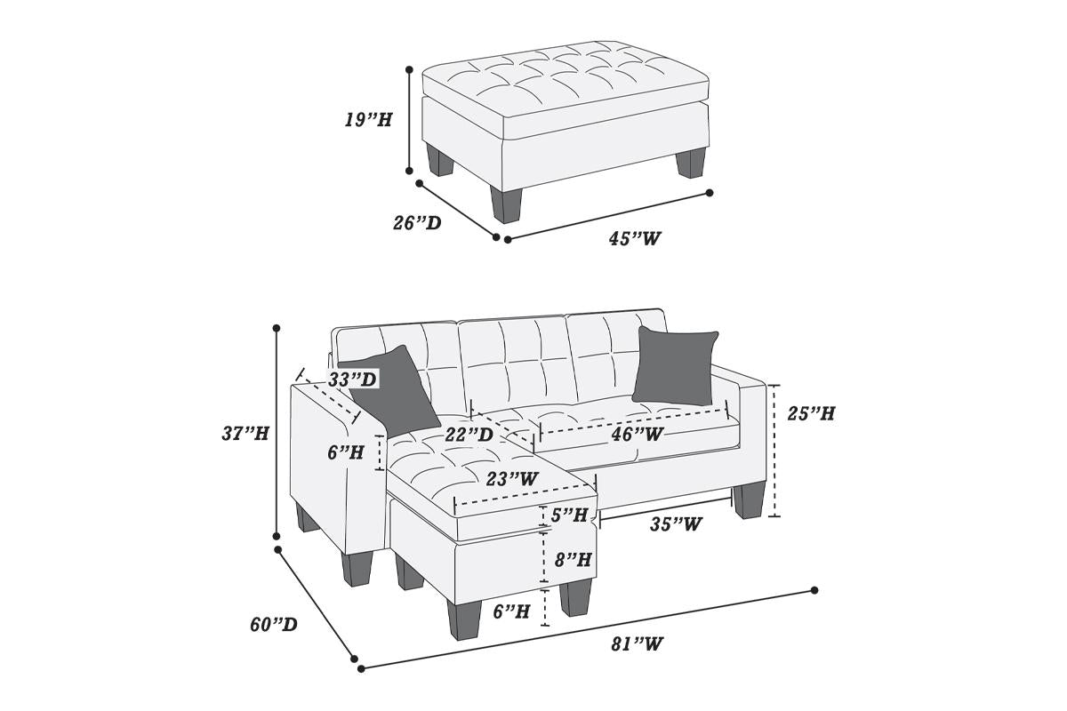REVERSIBLE SECTIONAL WITH OTTOMAN, F6928