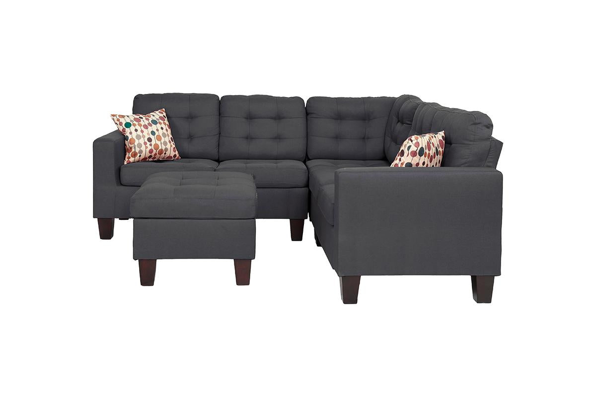 SECTIONAL GRAY LINEN WITH OTTOMAN, F6935