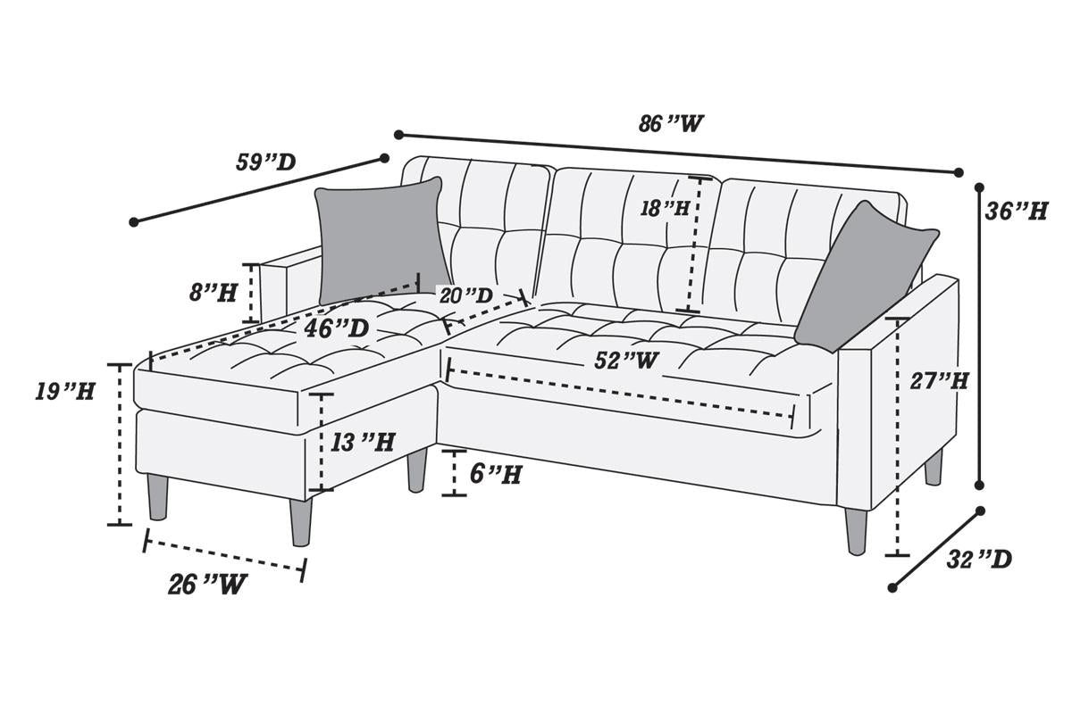 REVERSIBLE SECTIONAL BLACK LINEN, F7084