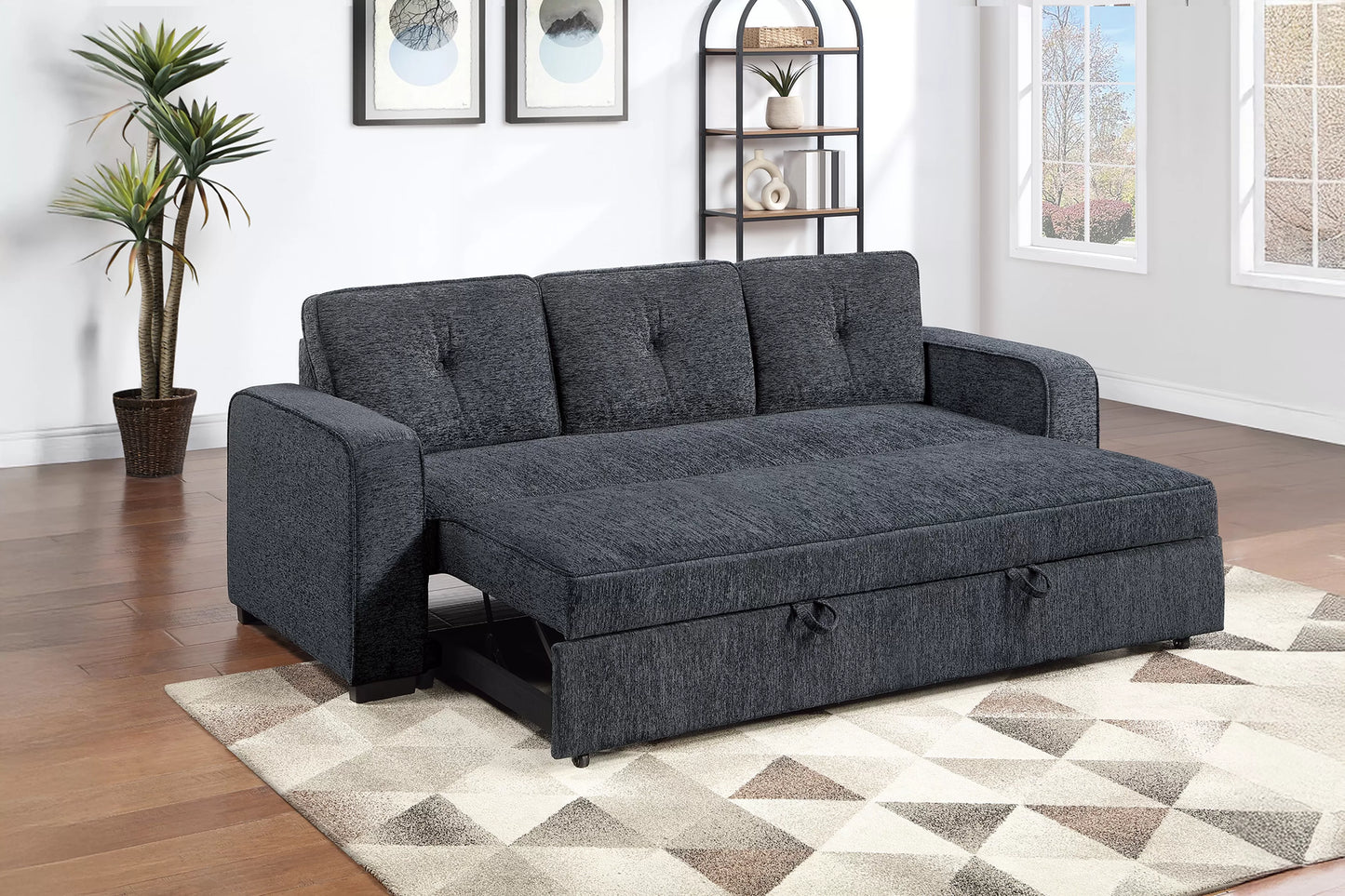 POUNDEX, DARK GRAY CONVERTIBLE SOFA, F7122