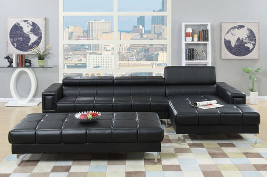 SECTIONAL FAUX LEATHER WHITE. (OTTOMAN SOLD SEPARATELY) F7363