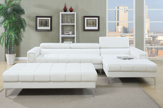 SECTIONAL FAUX LEATHER WHITE. (OTTOMAN SOLD SEPARATELY) F7364