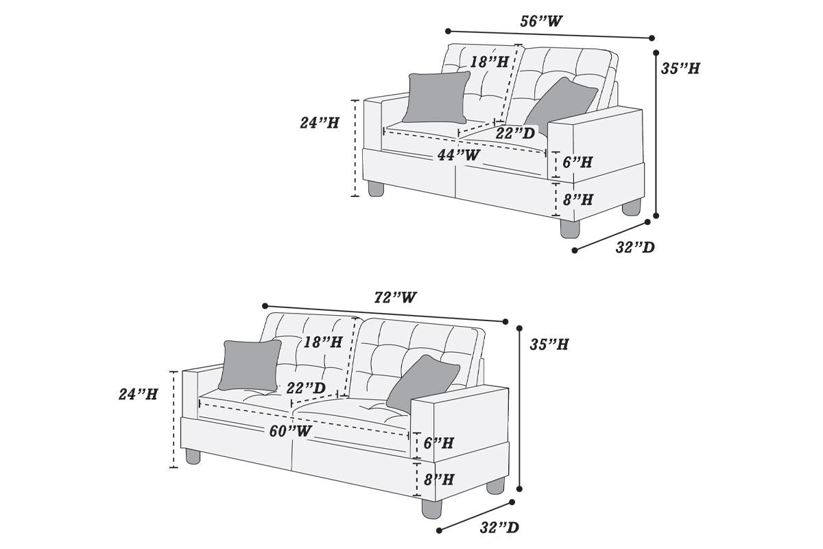 2 PIECES SOFA SET BLACK, F7858