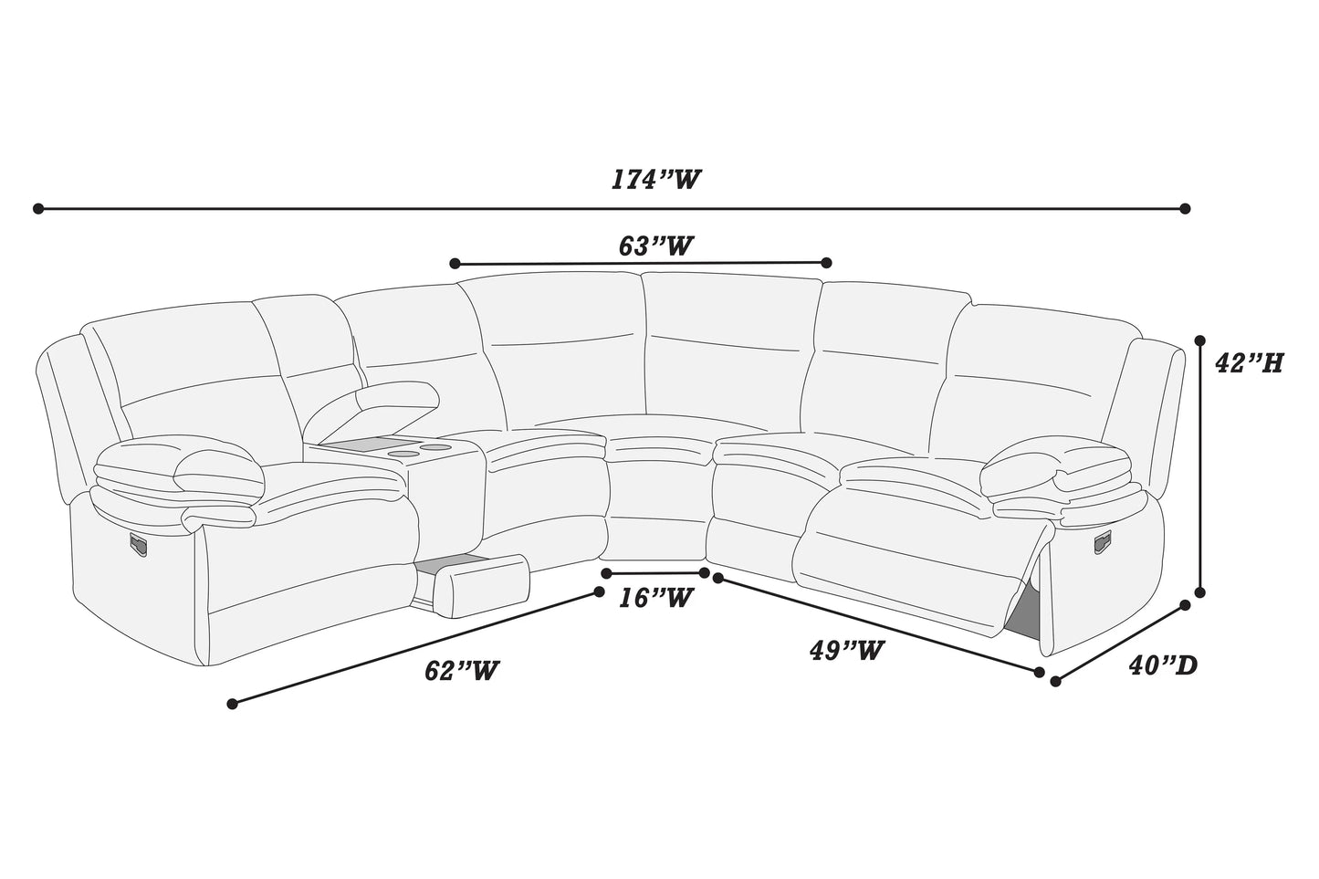 POUNDEX, CORDUROY MANUAL MOTION SECTIONAL (2 COLORS), F8132