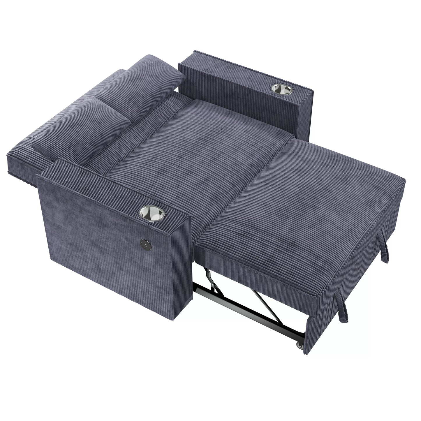 POUNDEX, GRAY CORDUROY SLEEPER SOFA, F8547