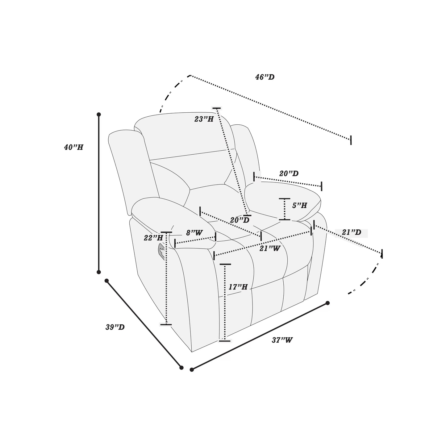 MANUAL RECLINING SOFA SET GRAY
