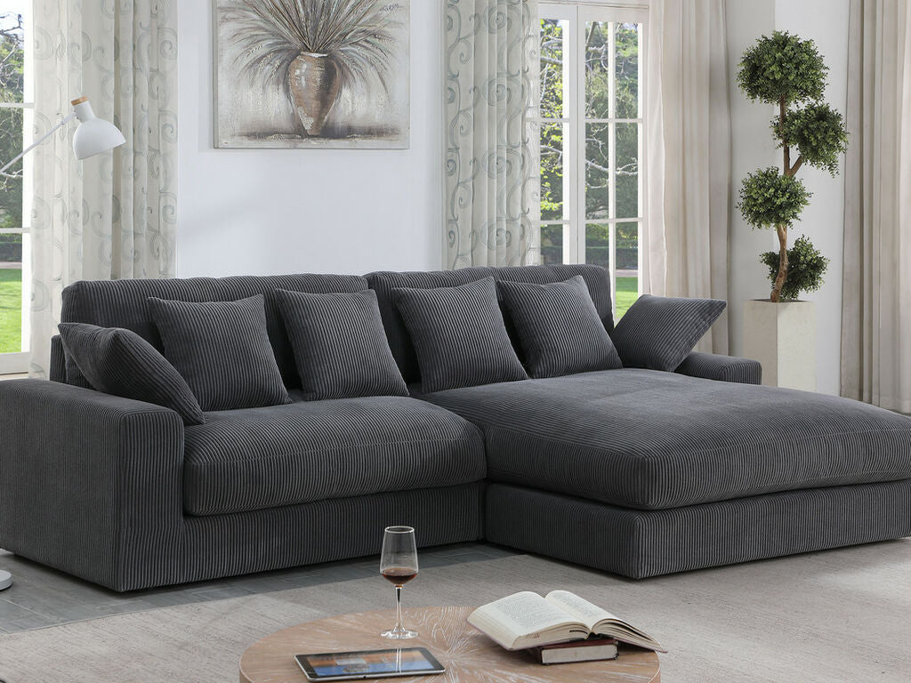 REVERSIBLE SECTIONAL CORDUROY DARK GRAY, 81337