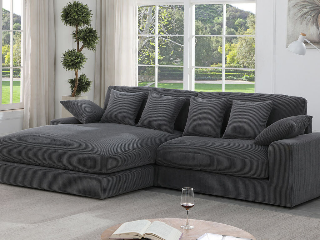 REVERSIBLE SECTIONAL CORDUROY DARK GRAY, 81337
