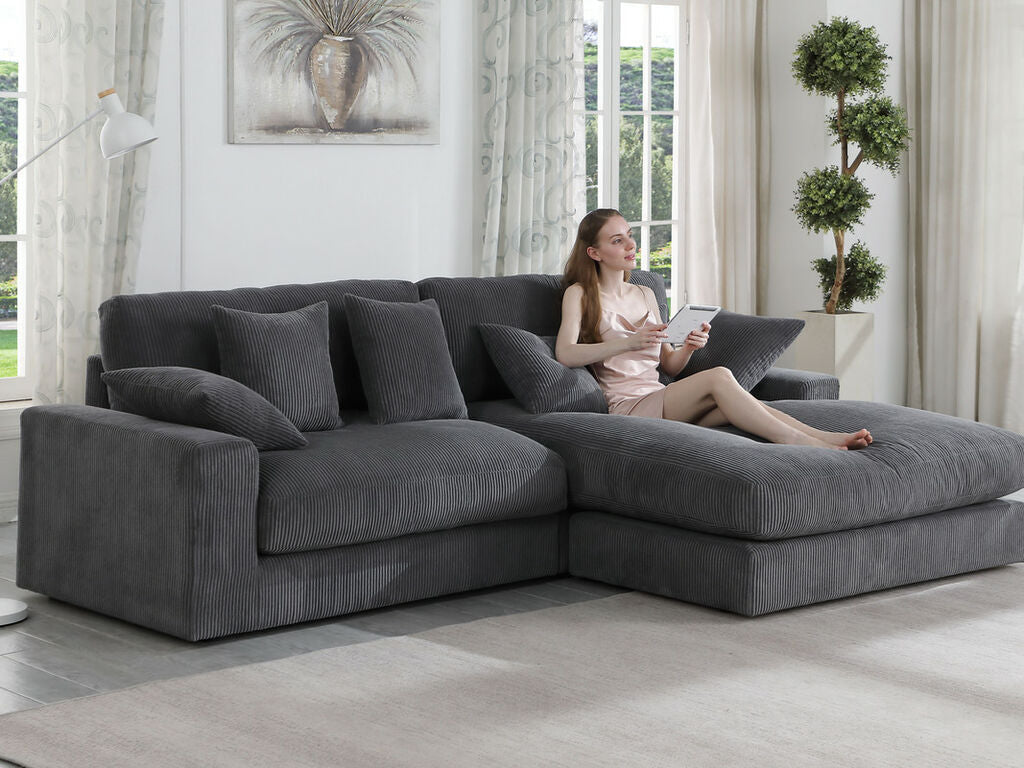 REVERSIBLE SECTIONAL CORDUROY DARK GRAY, 81337