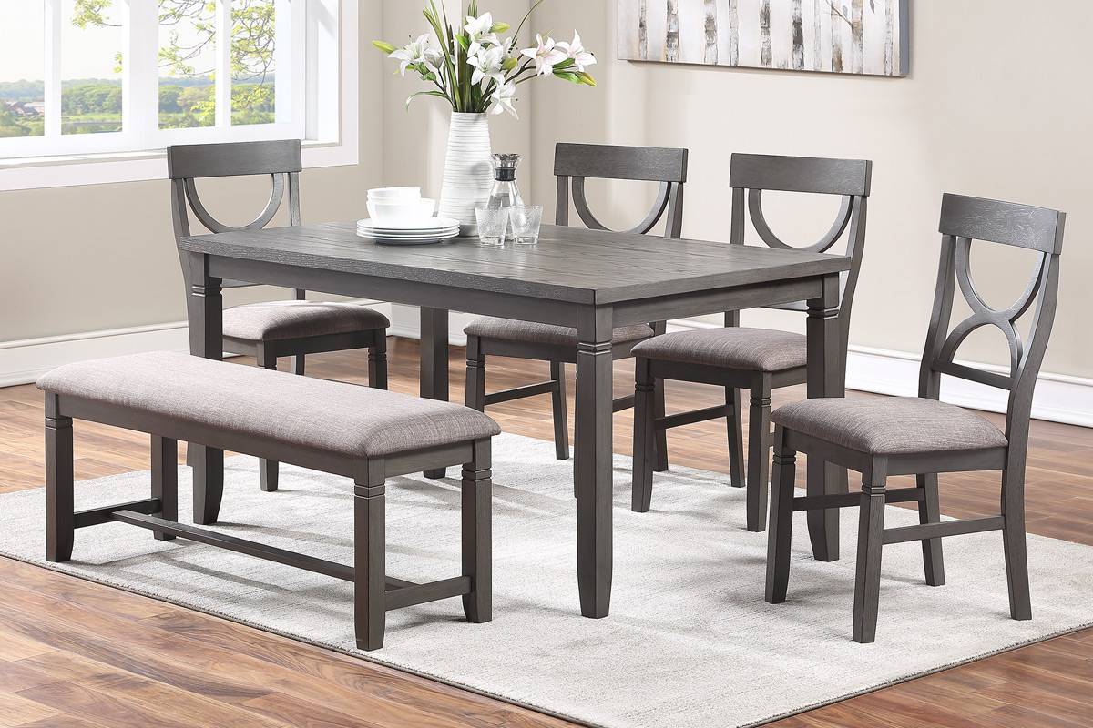 POUNDEX 6 PIECES DINING SET WITH BENCH, F2563