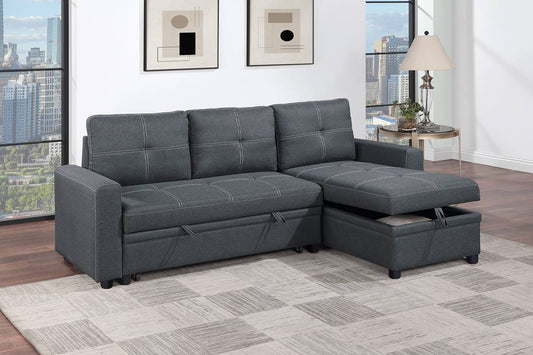 POUNDEX, REVERSIBLE SECTIONAL DARK GRAY, F8535