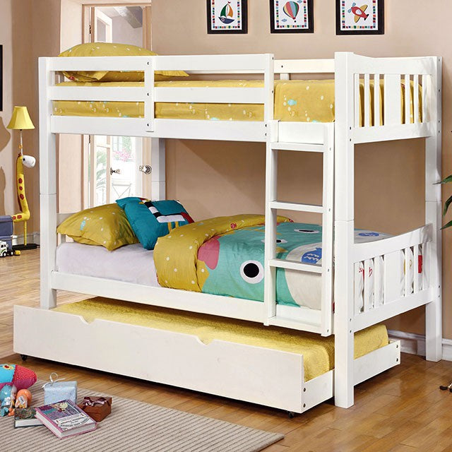 CAMERON, WHITE TWIN/TWIN BUNK BED , CM-BK929WH-BED-VN (TRUNDLE SOLD SEPARATELY)