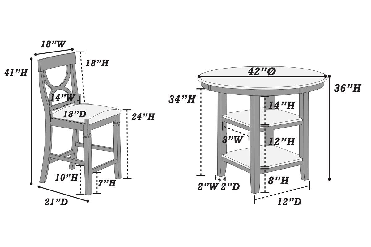 POUNDEX 5 PIECES COUNTER HEIGHT DINING SET, F2626