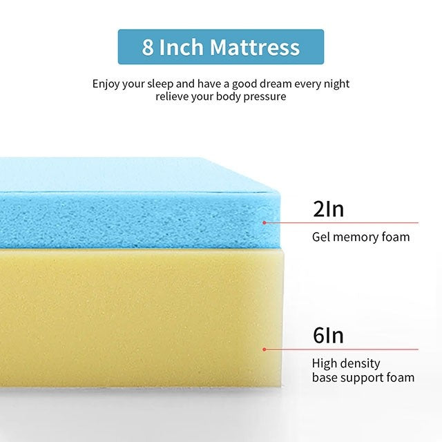 8" GEL MEMORY FOAM QUEEN SIZE, DM520Q
