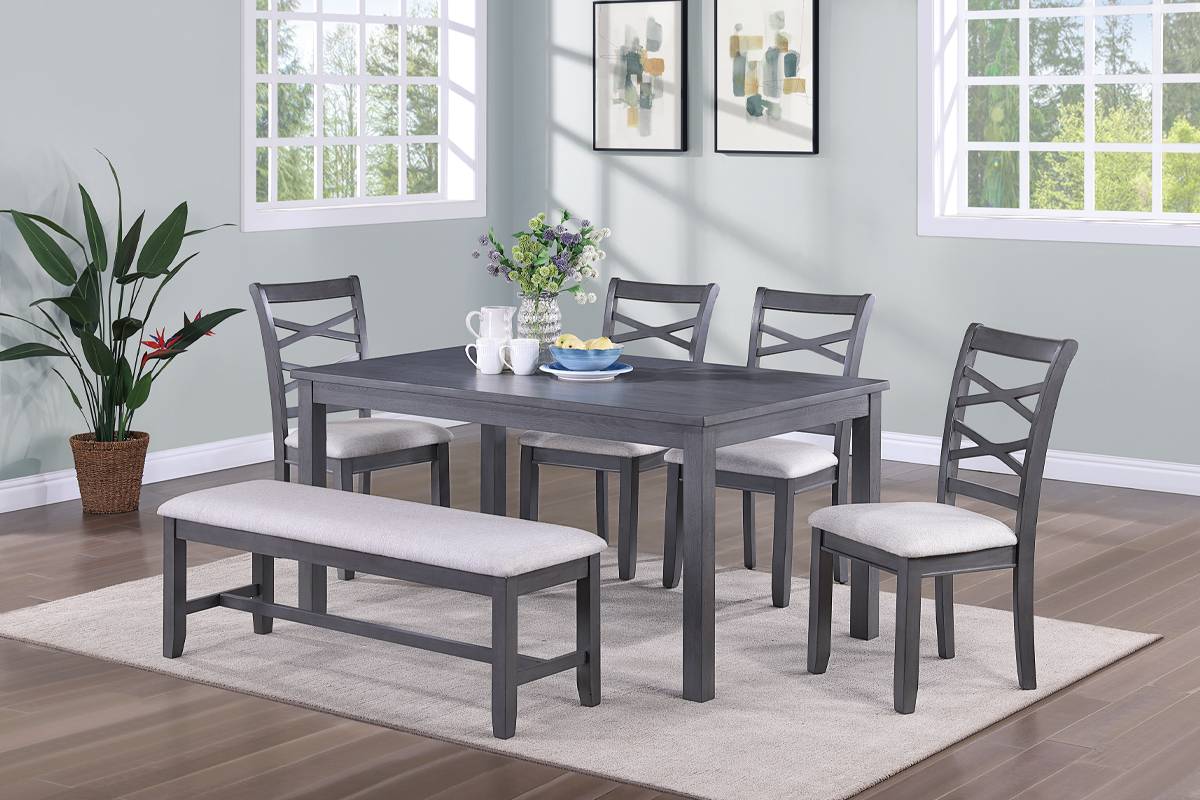 POUNDEX 6 PIECES DINING SET GRAY, F2623