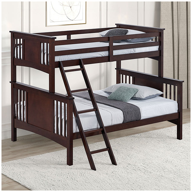 SPRING CREEK, DARK WALNUT TWIN/FULL BUNK BED , FM-BK602F-DW-BED